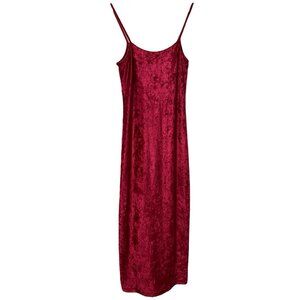Vintage 90’s Silk & Satin Crushed Velvet Maxi Dress Red Slinky Fairy Whimsigoth
